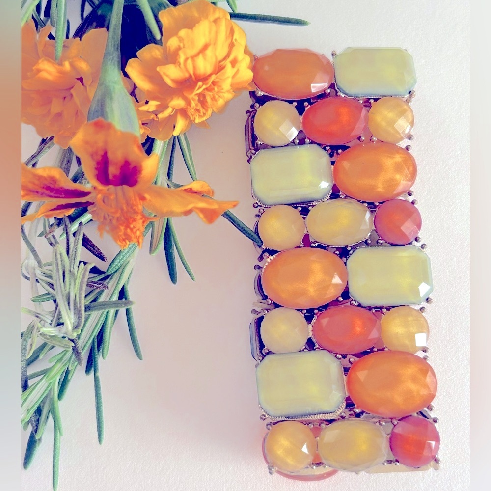 Free add 1💰 w/bundle Acrylic mosaic bracelet, citrus lime, orange, lemon stretch